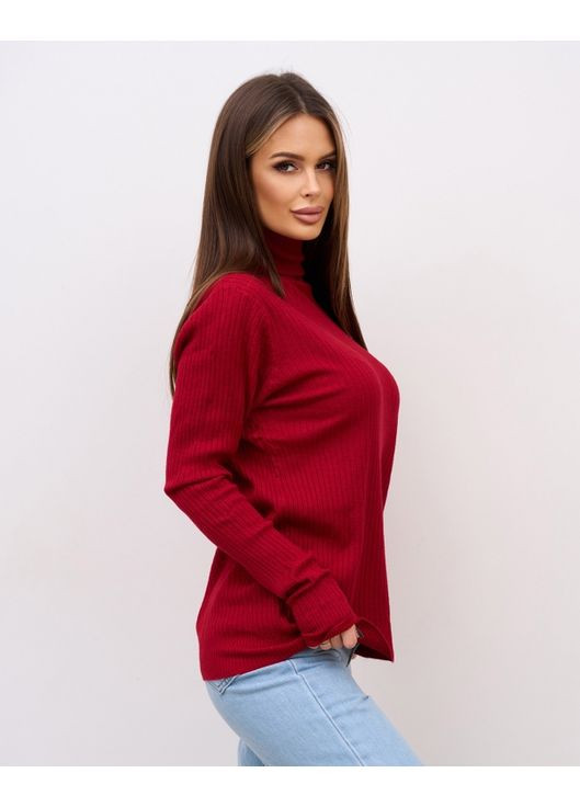 Бордовий демісезонний кашеміровий гольф у рубчик Magnet