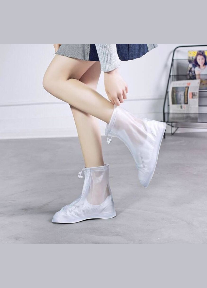 Повномірні чохли - бахіли для взуття від дощу та багнюки, розміри S M L XL 2XL 3XL (33-44), білі (прозорі) Eva (302433054)