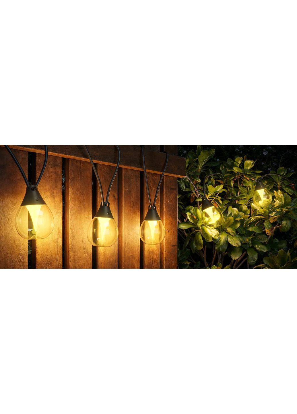 Набор светодиодных ламп H7025 Outdoor Clear Bulb String Lights, 15м, RGBIC/Warm White, WI-FI/Bluetooth, черный Govee (370619028)