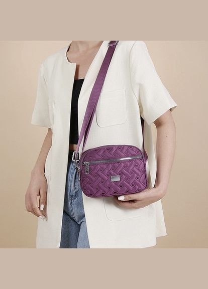 Жіноча класична сумка крос-боді 8809 на ремінці на три відділи фіолетова No Brand (306709414)