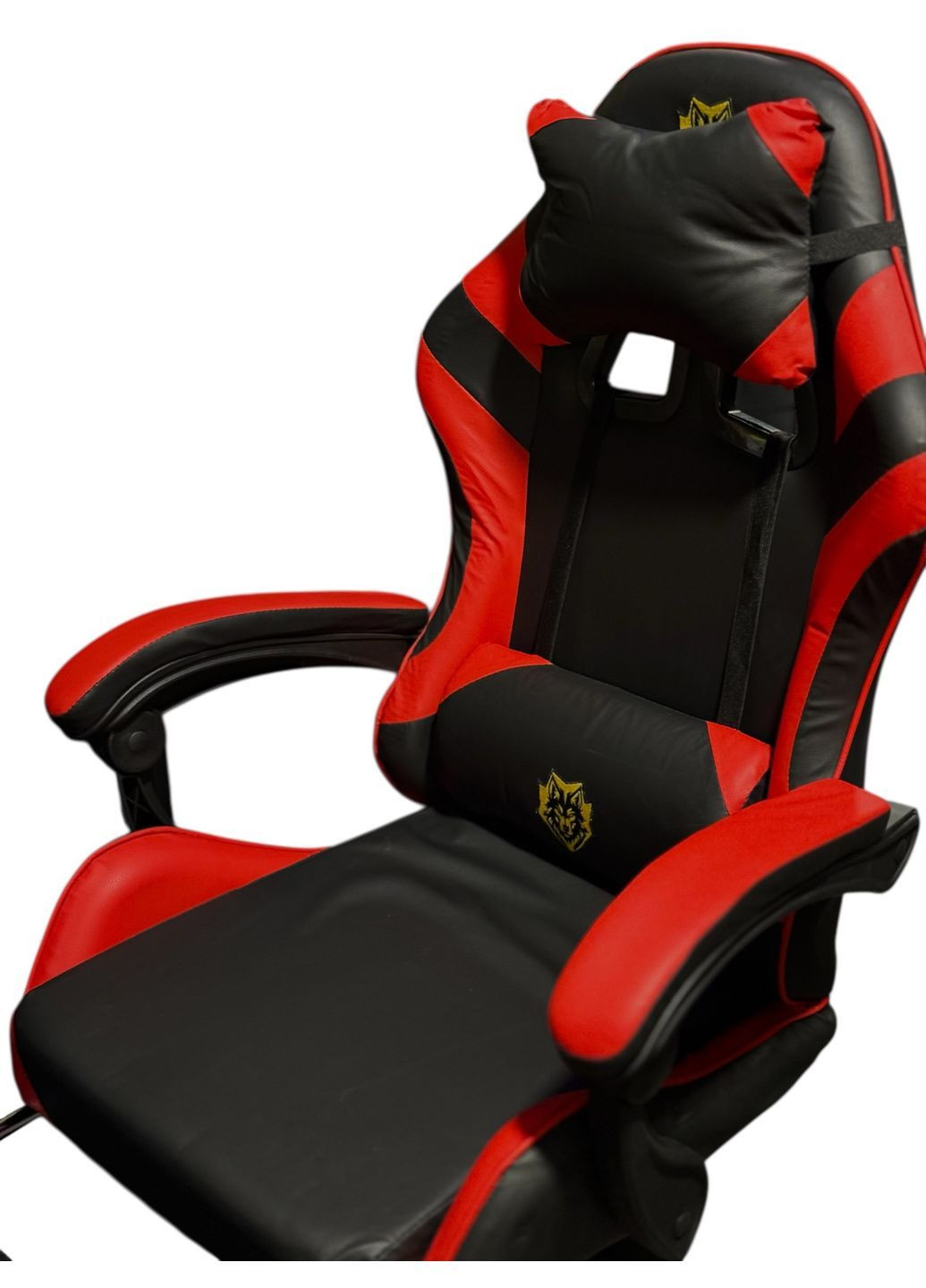 Геймерське крісло Primaveo з ергономічними подушками та висувною підставкою для ніг, Чорний/Червоний No Brand (368468396)