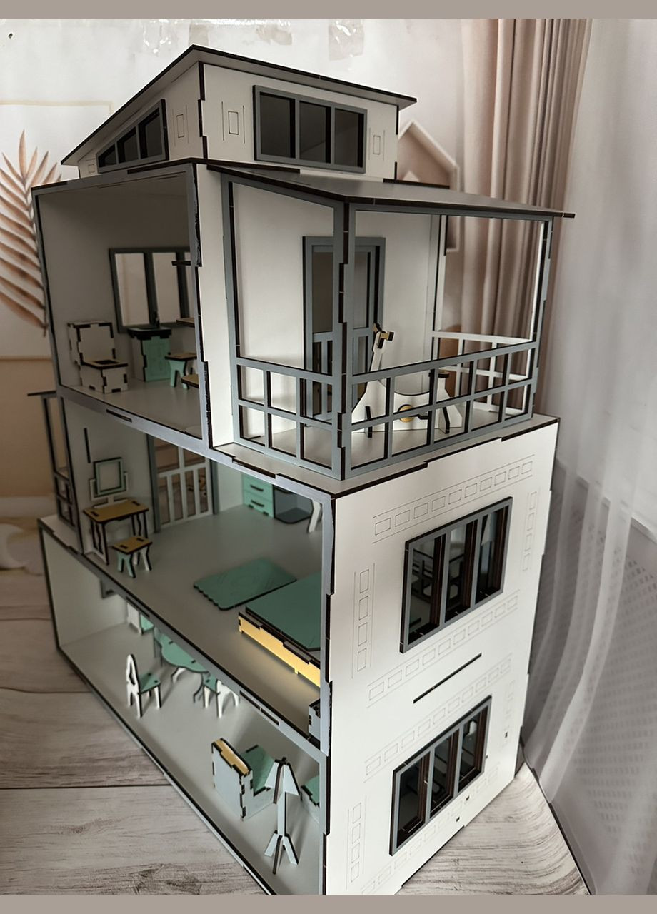 Деревянный самосборный игрушечный домик для кукол, комплект мебели. No Brand (305076704)