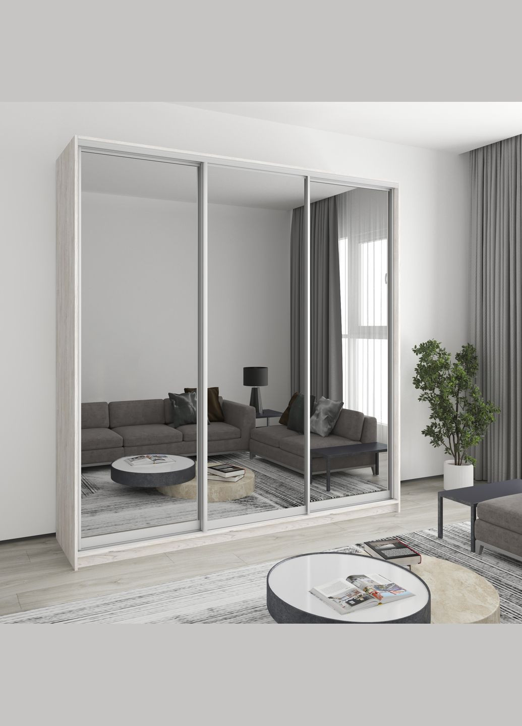 Шкаф-купе трехдверный Стандарт AL 3 Зеркала 230x45x240 см (MBS-1879) MebelStar (346288915)