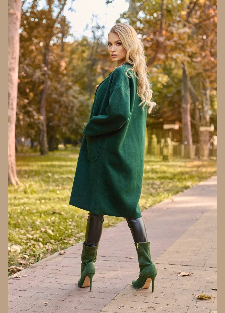 Зеленое демисезонное Женское кашемировое пальто оверсайз No Brand