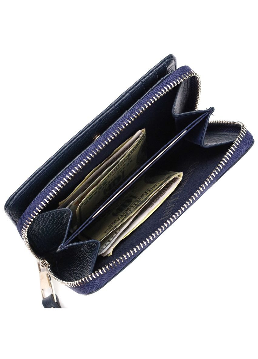 Женское портмоне с монетницей на кнопку из натуральной кожи синее (sku_21715) No Brand (328218277)
