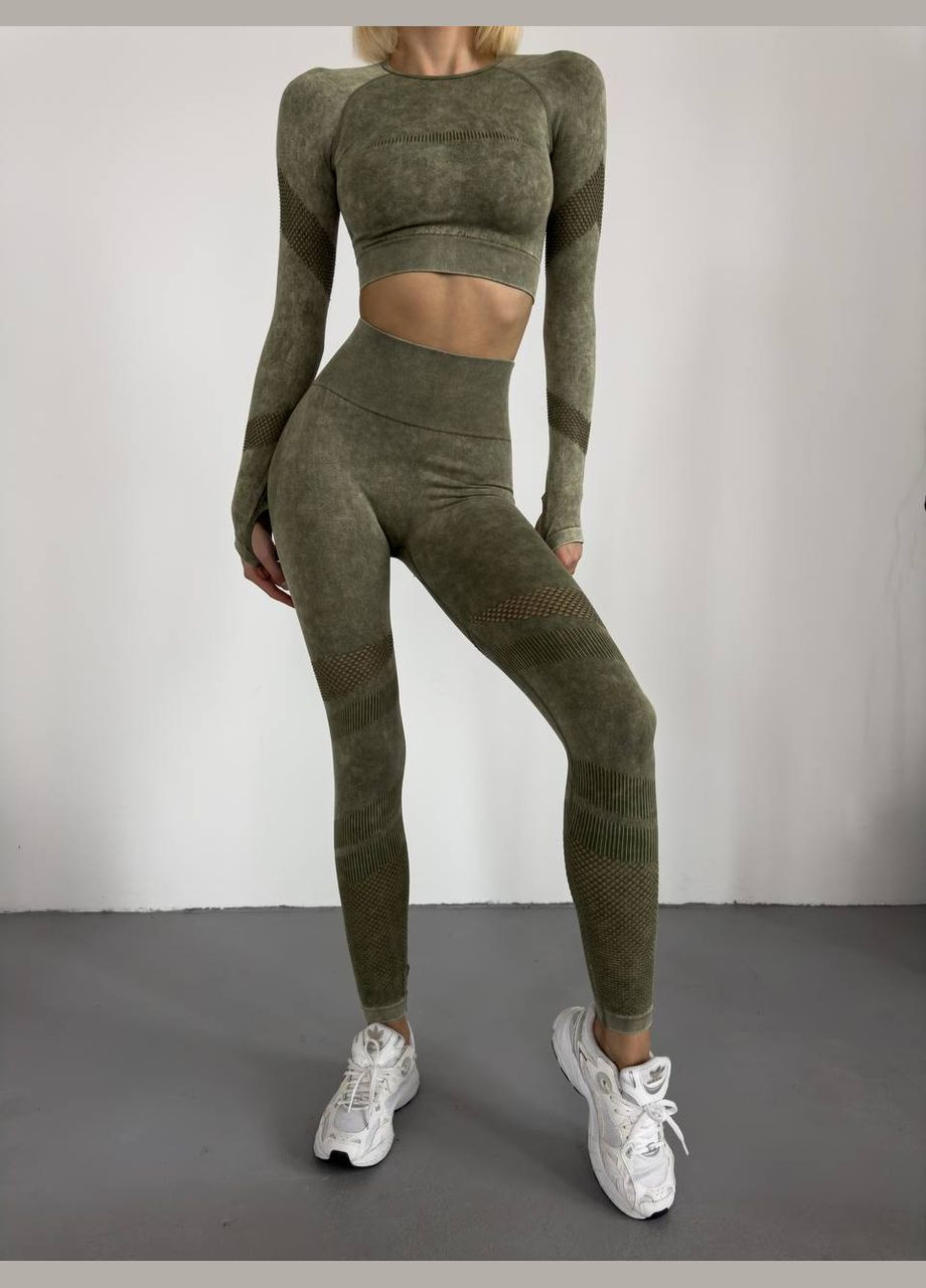 Жіночий фітнес оливковий No Brand костюм (322054933)