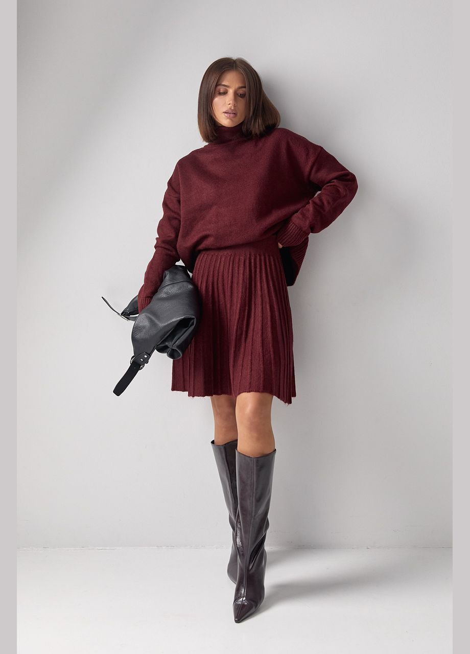 Стильный вязаный костюм с юбкой-полусолнцем и свитером No Brand (315039860)