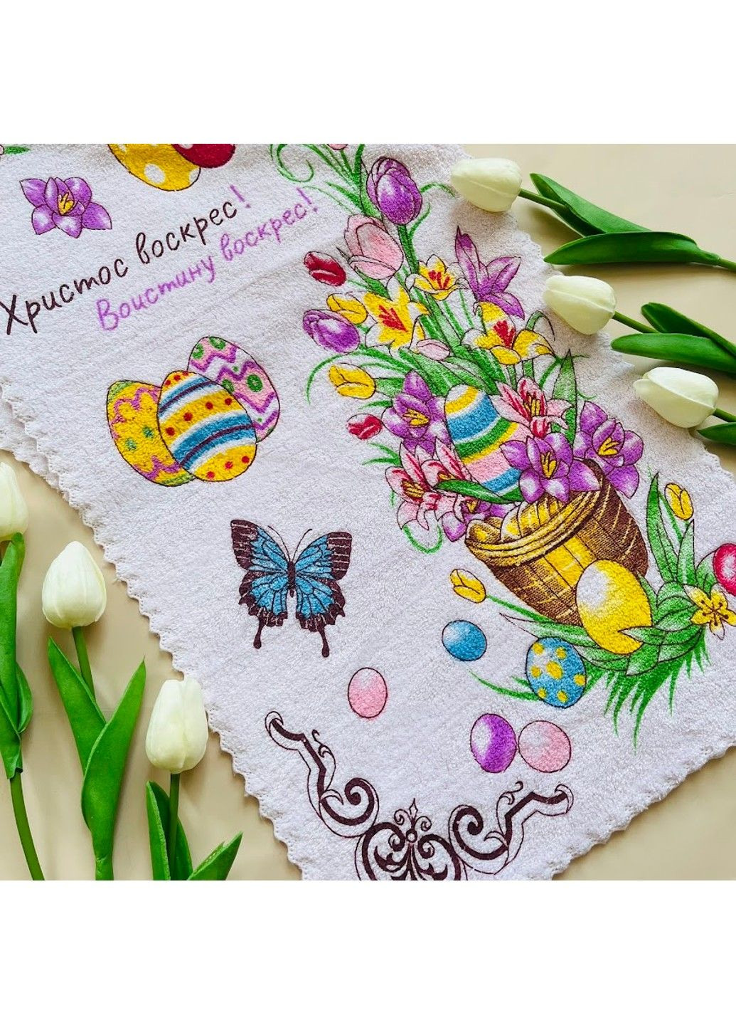 Рушник кухонний (мікрофібра)- Великдень35*70 см, колір світло-рожевий, арт 017995, 1 шт No Brand світло-рожевий