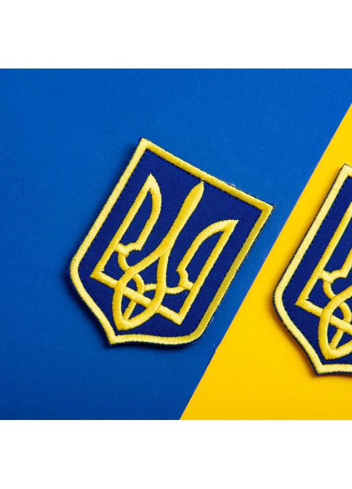 Набір шевронів 2 шт з липучкою Герб Тризуб України 6х8 см вишитий патч нашивка IDEIA (386250564)