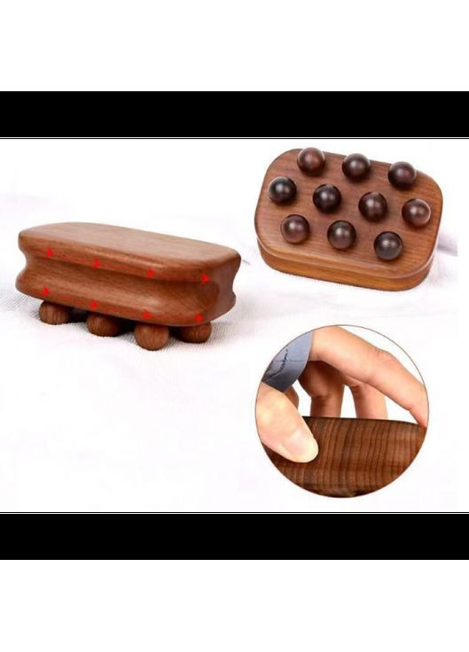 Шкребок ГуаШа, дерев'яний масажер для ГуаШа, дерев'яна щітка для масажу, 10 кульок, 6,5х10 см No Brand (350349846)