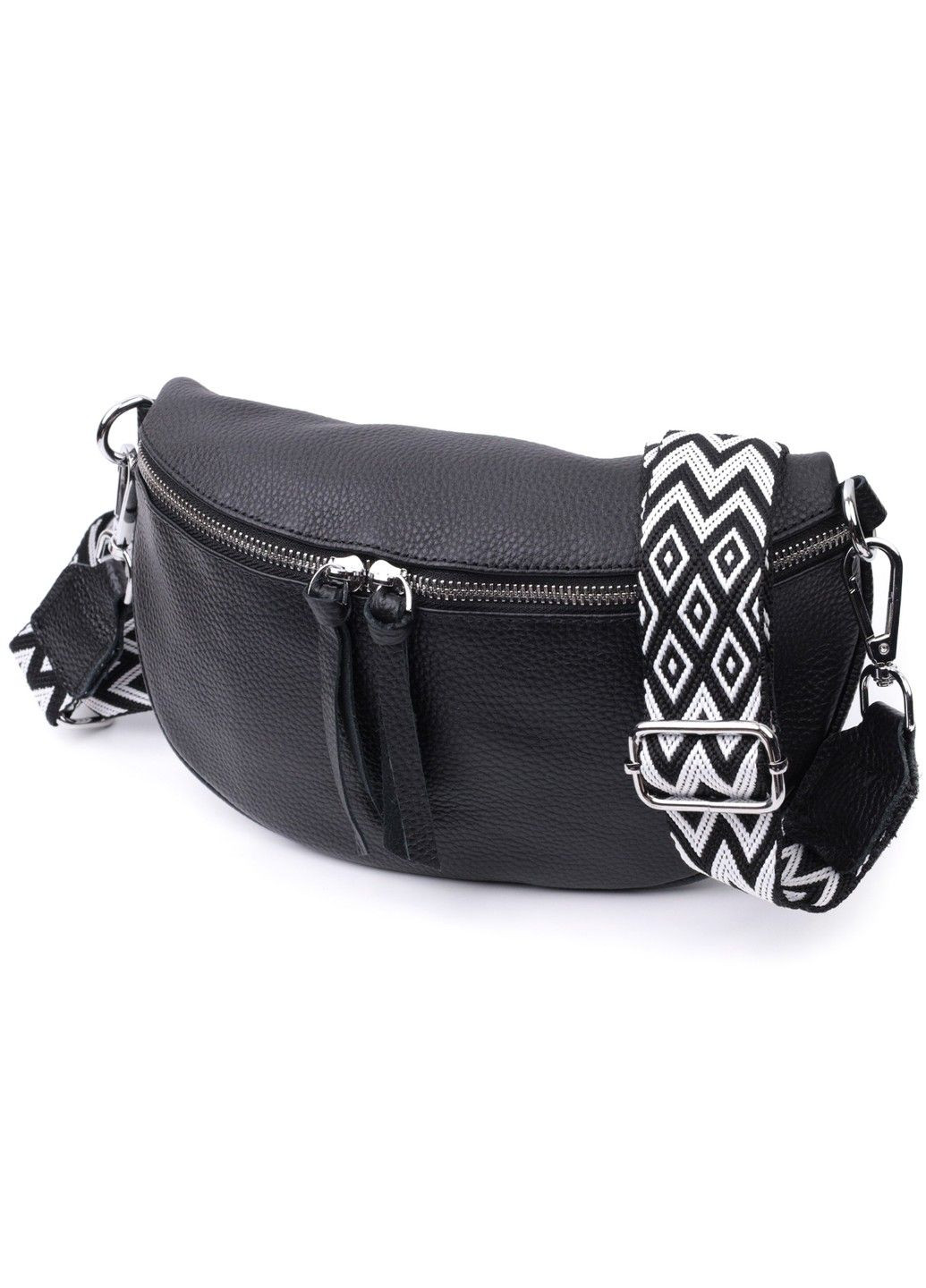 Шкіряна сумка для жінок у класичному кольорі через плече з міні гаманцем 22666 Чорна Vintage (297983198)