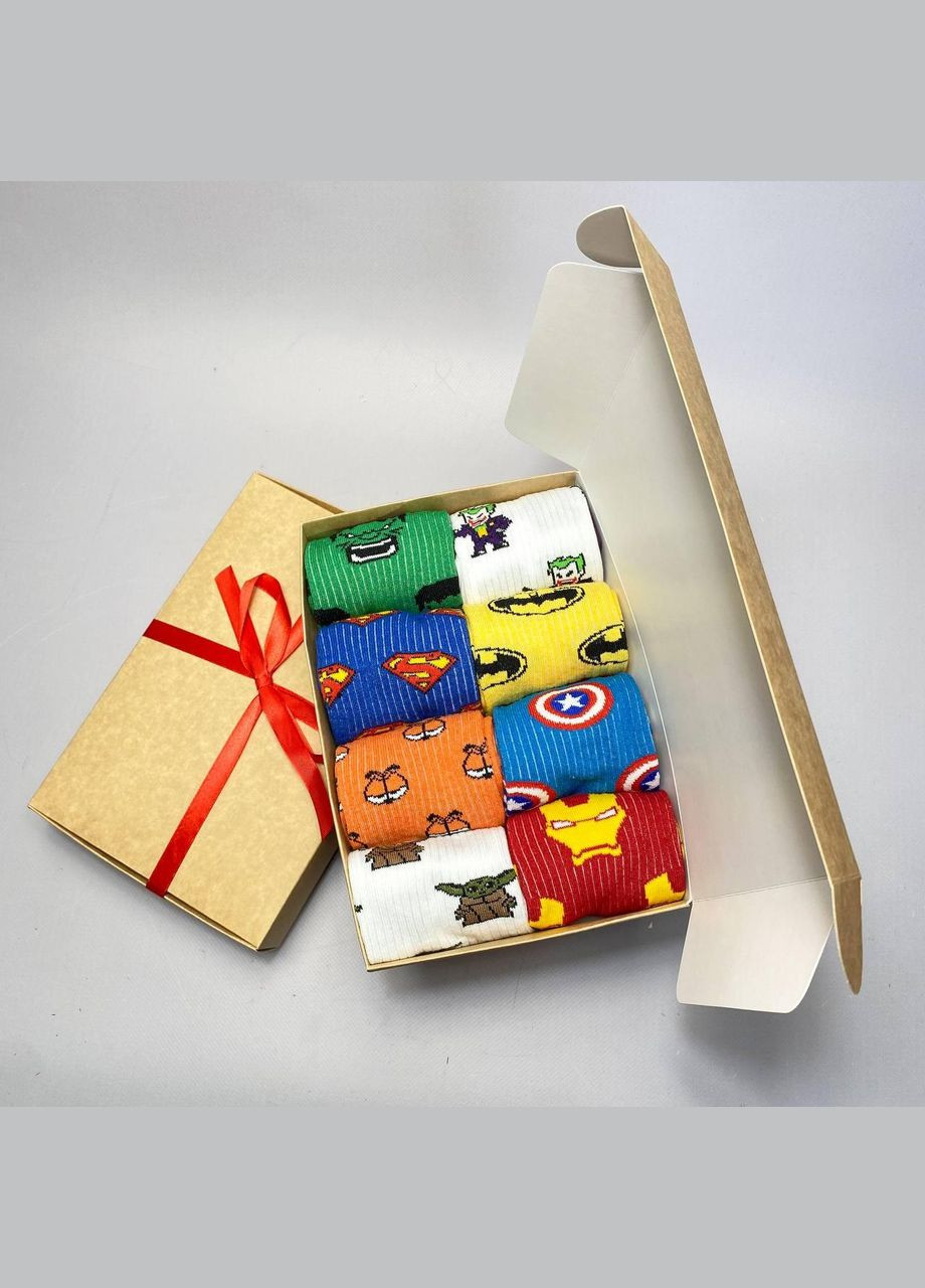 Комбіновані бокс чоловічих шкарпеток 40-45 р на 8 пар в подарунковій коробці із стрічкою Vakko (307053844)