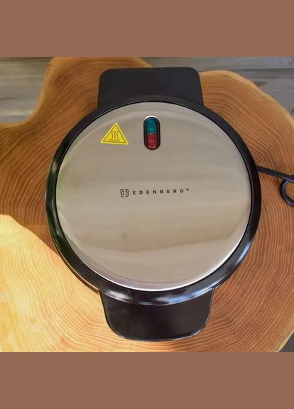 Електрична вафельниця 19 см з антипригарним покриттям для тонких вафель EB-64411 чорна 1500 Вт Edenberg (334314586)