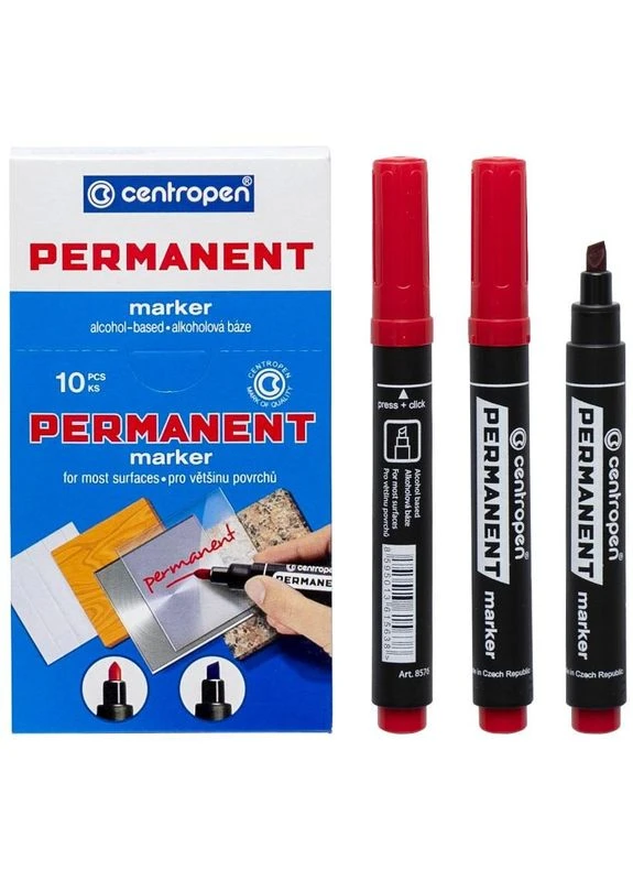 Маркер " " /8576/02/ перманентний, 1-4,6мм, червоний (10) Centropen (391567140)