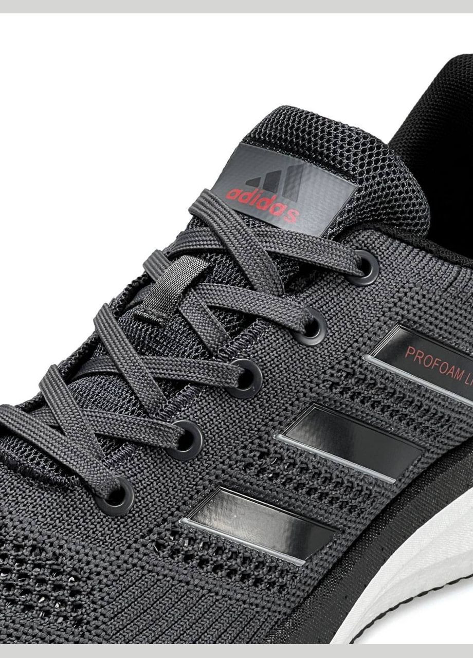 Темно-серые демисезонные кроссовки мужские adidas dark grey white No Brand Profoam Lite