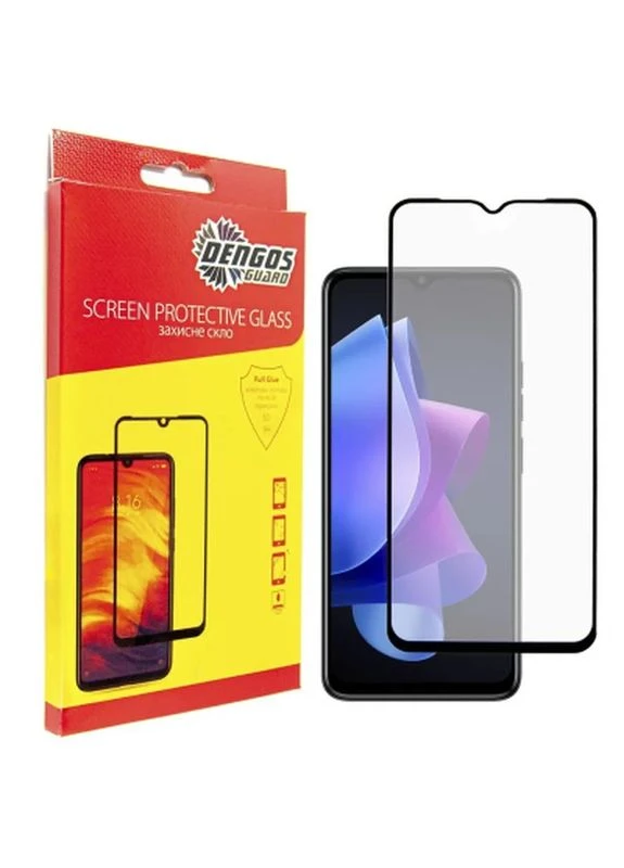 Скло захисне Full Glue Tecno POP 7 (black) (TGFG-284) DENGOS (399181705)