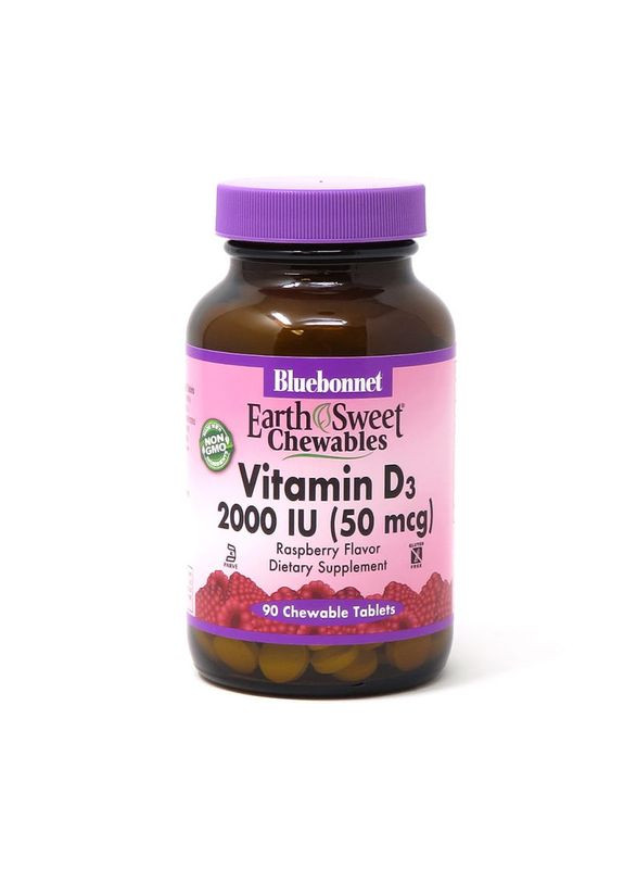 Вітаміни та мінерали Earth Sweet Chewables Vitamin D3 2000 IU, 90 жувальних таблеток Bluebonnet Nutrition (322208516)
