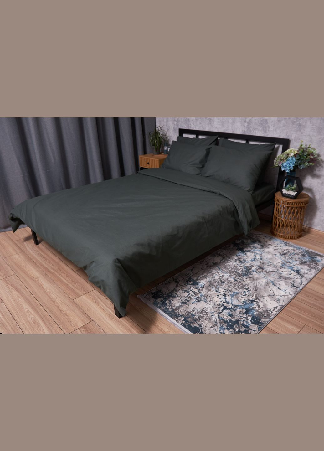 Комплект постельного белья Бязь Gold Люкс «» семейный 160х220х2 наволочки 4х50х70 (MS-820002191) Moon&Star Dark Green (285718056)