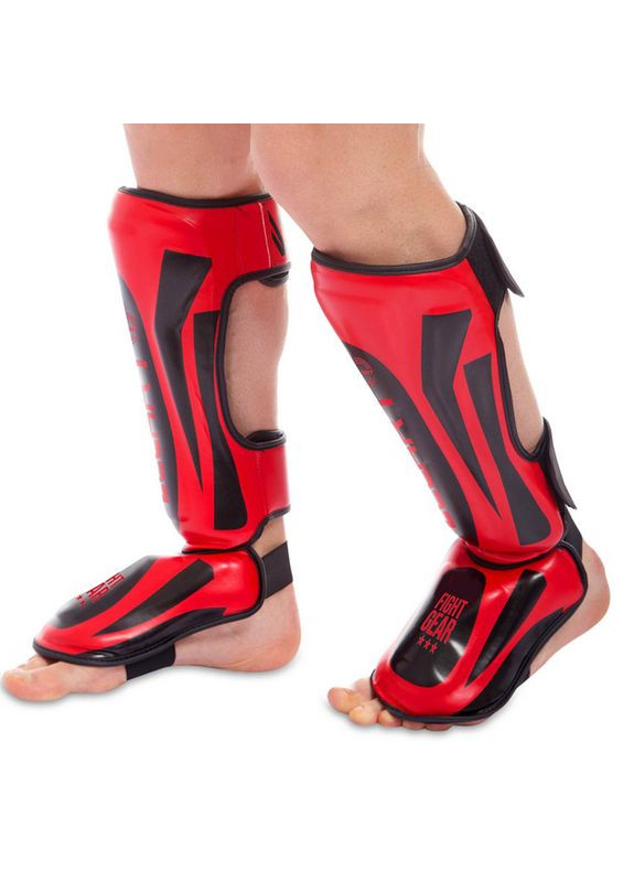 Захист гомілки та стопи для єдиноборств BO-8357 Червоно-чорний, (37429207) Zelart (323021175)