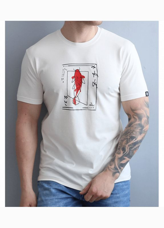 Біла футболка з стильним малюнком sheatfish Hector