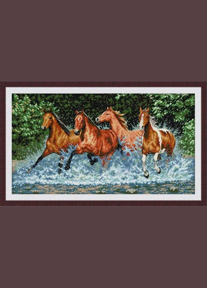 Набор для вышивания по нанесённой на канву схеме "Horses". AIDA 14CT printed 60*36 см Joy Sunday (313614293)
