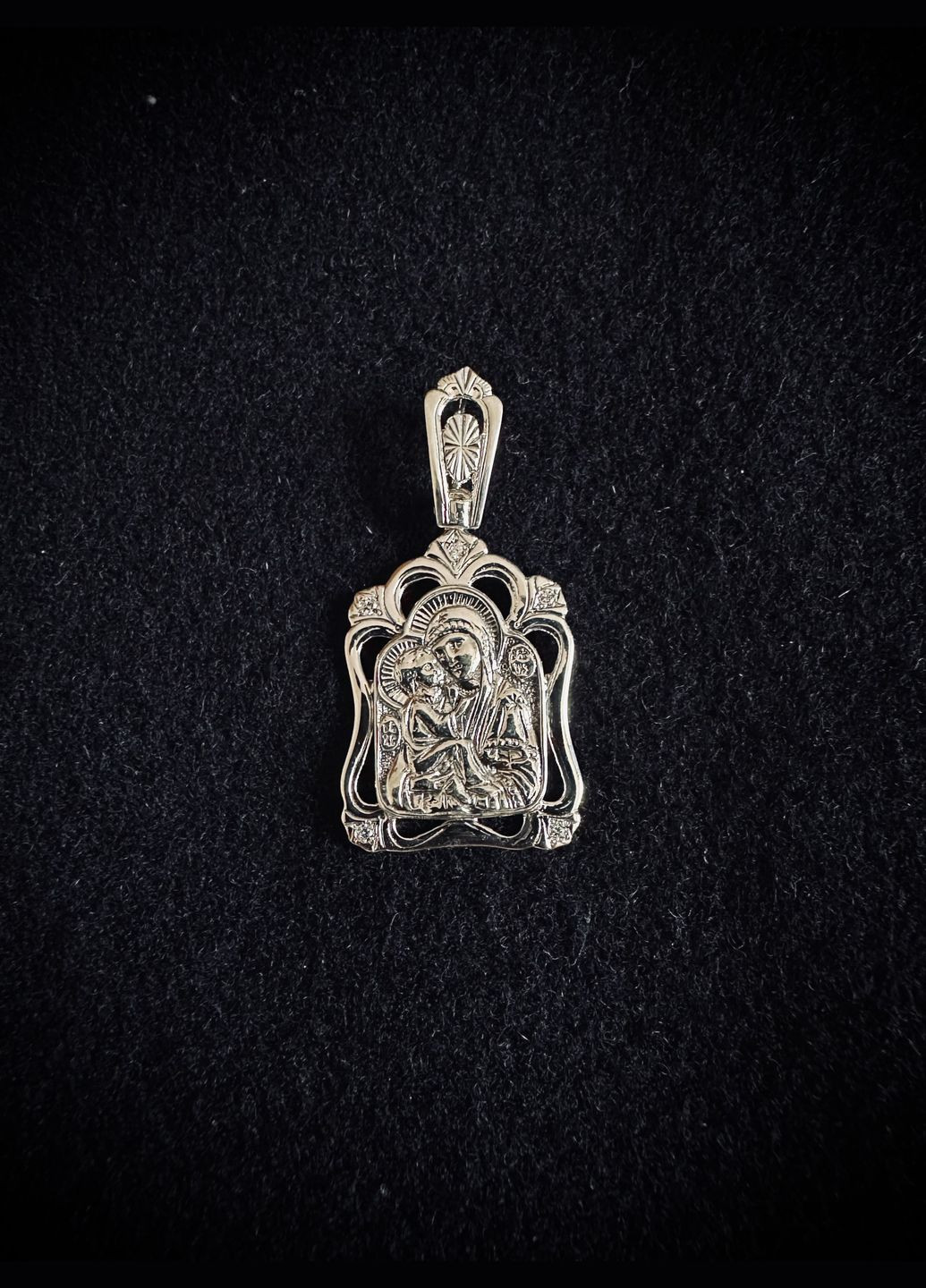 ✨ Срібна підвіска "Божа Матір" з кубічним цирконієм чернена -духовність у кожній деталі ✝️ Family Jewelry House (338438258)