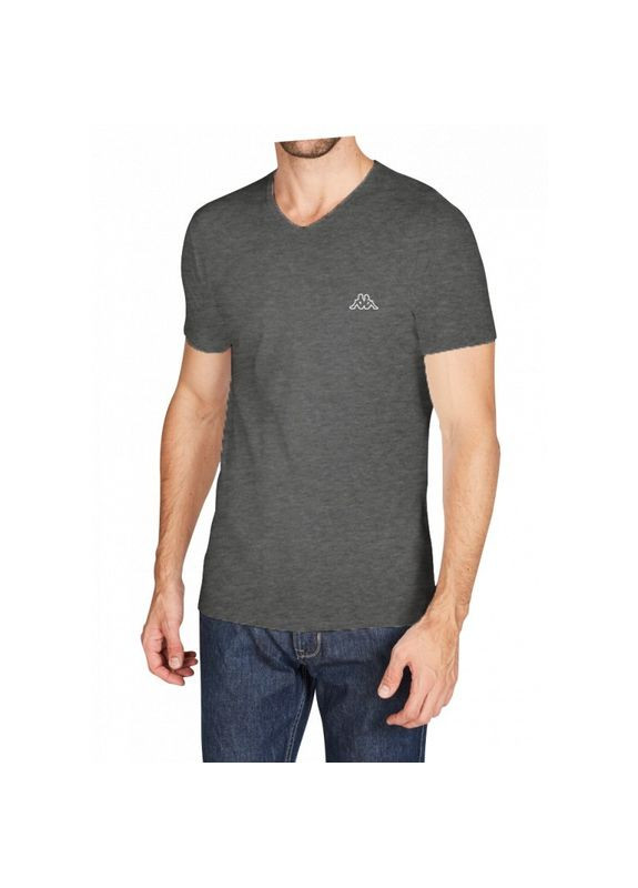 Серая футболка t-shirt mezza manica scollo v темно-серый Kappa