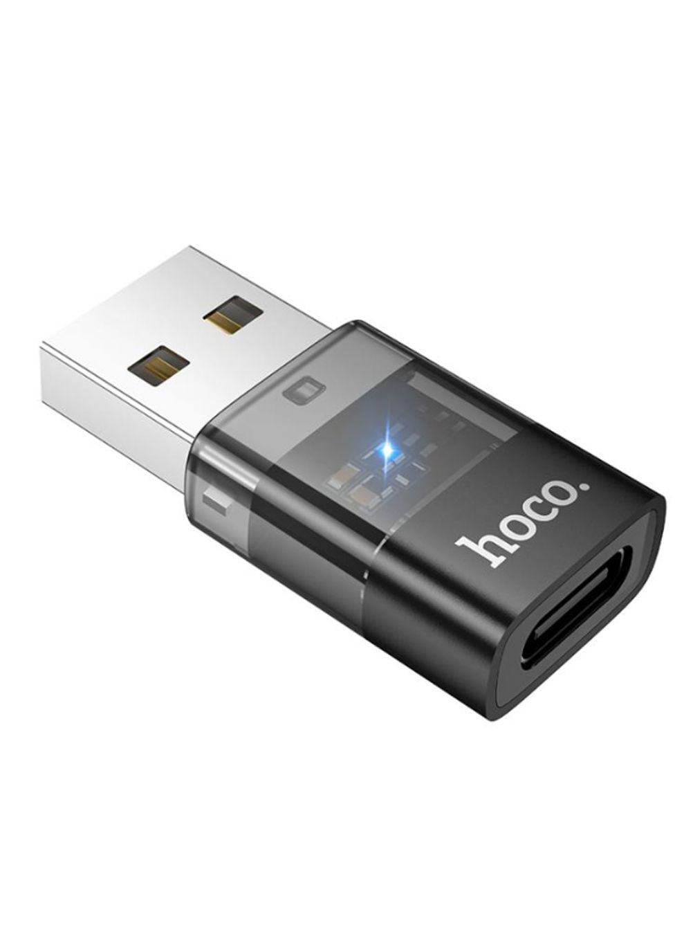 Адаптер UA36C USB male to Type-C female USB2.0 transparent adapter Black Hoco (339872506)