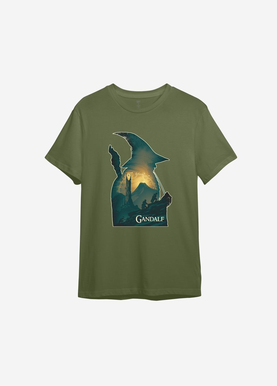 Оливковая всесезон футболка с принтом "gandalf art" ТiШОТКА