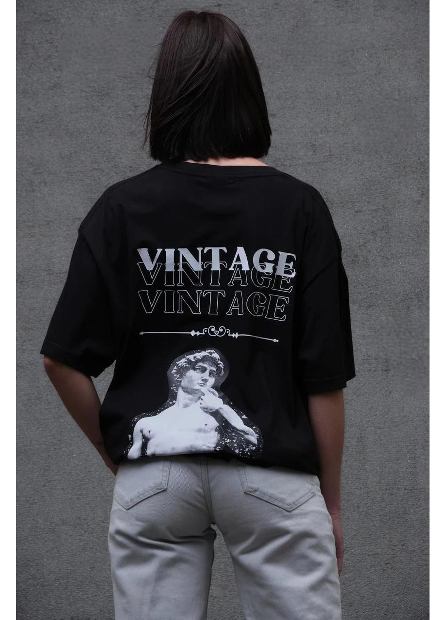Женская Оверсайз Футболка С Принтом Черная Without Vintage Black Seli No Brand - (395639618)