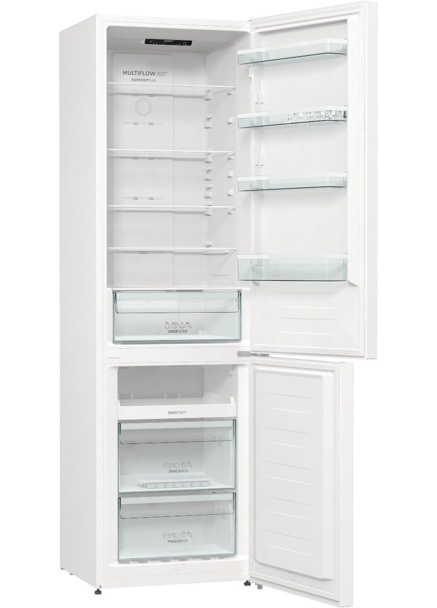 Холодильник з нижн. мороз. камерою NRK6201PW4, 200х60х60см, 2 двері, 235( 96)л, А+, NoFrost+, Зона св-ті, LED Диспл внутр,, Gorenje (364275240)