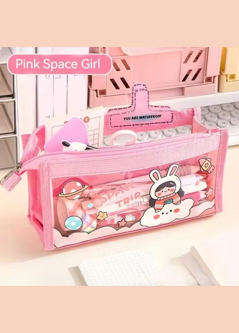 Пенал школьный 6 отделений 250х100х70 мм Розовый No Brand (302243457)
