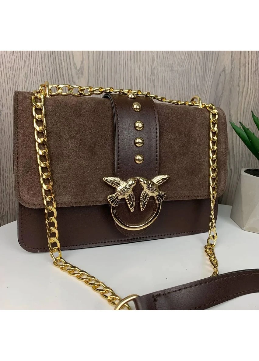 Женская мини сумочка клатч 23х14,5х8 см натуральная замша коричневая No Brand (397868564)