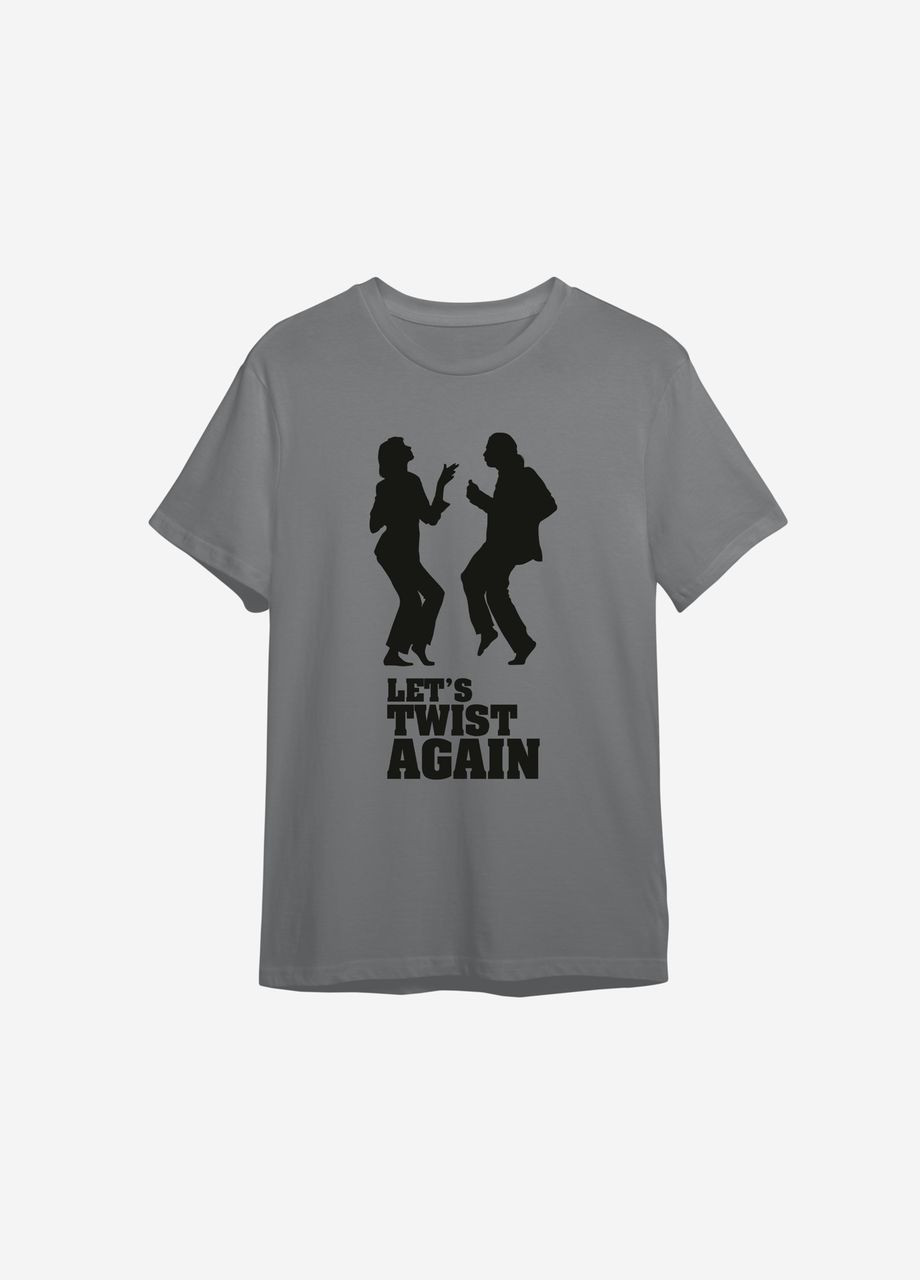 Графітова всесезон футболка з принтом "let’s twist again" ТiШОТКА