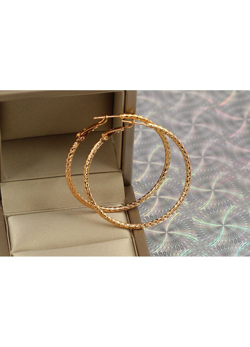 Сережки кільця Хuping Jewelry кручений джгут 4.5 см золотисті love-shopping Xuping Jewelry (354660786)