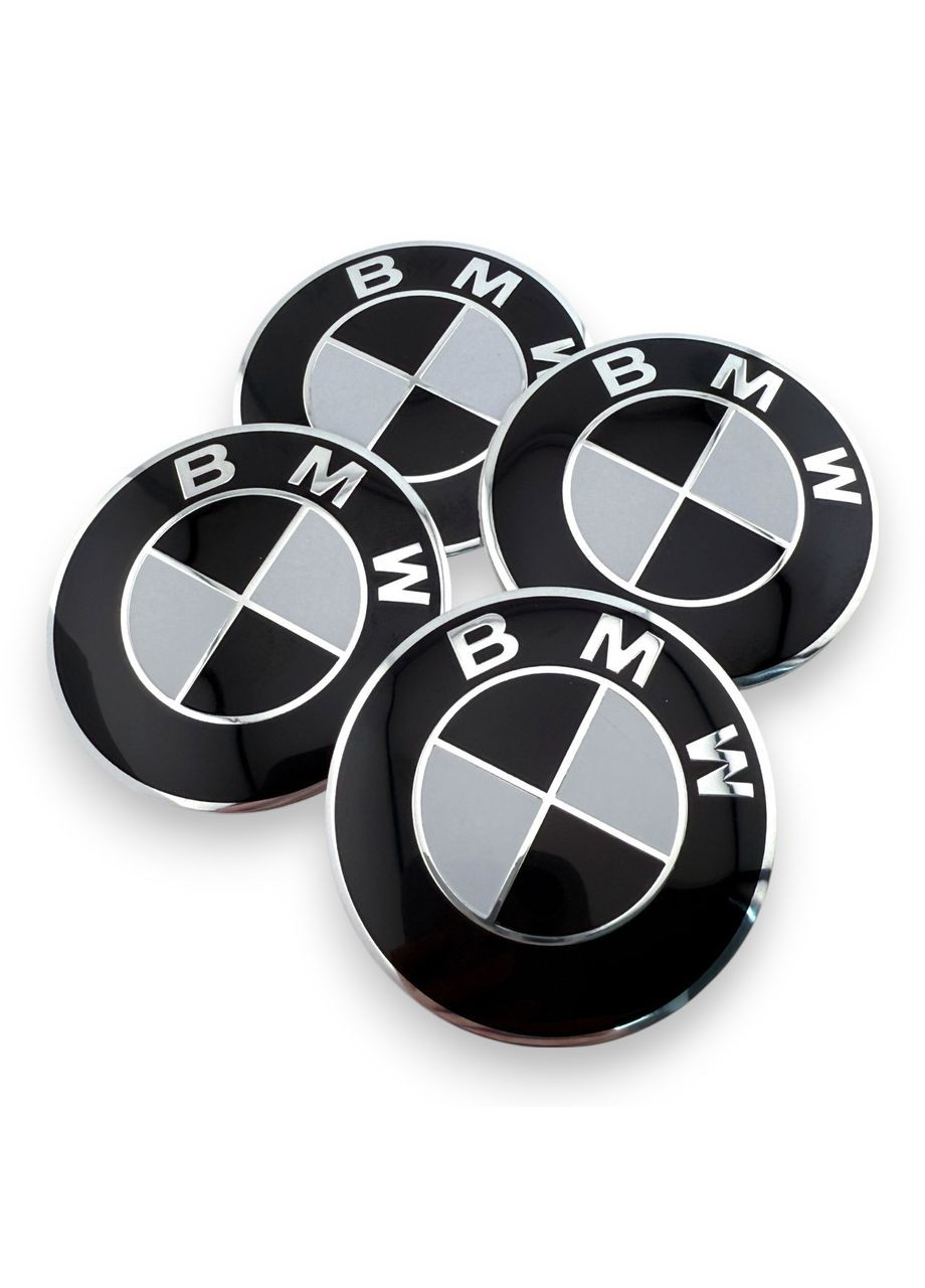 Наклейка з логотипом БМВ 56 мм алюмінієва Чорно логотип 1 штука. BMW (354698563)