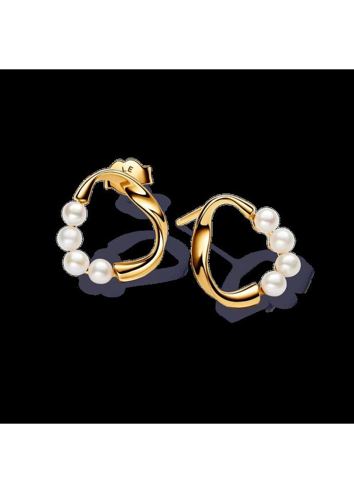 Сережки кульчики Пандора "Природне коло" з перлинами 263276C01 Kabluchka (355345756)