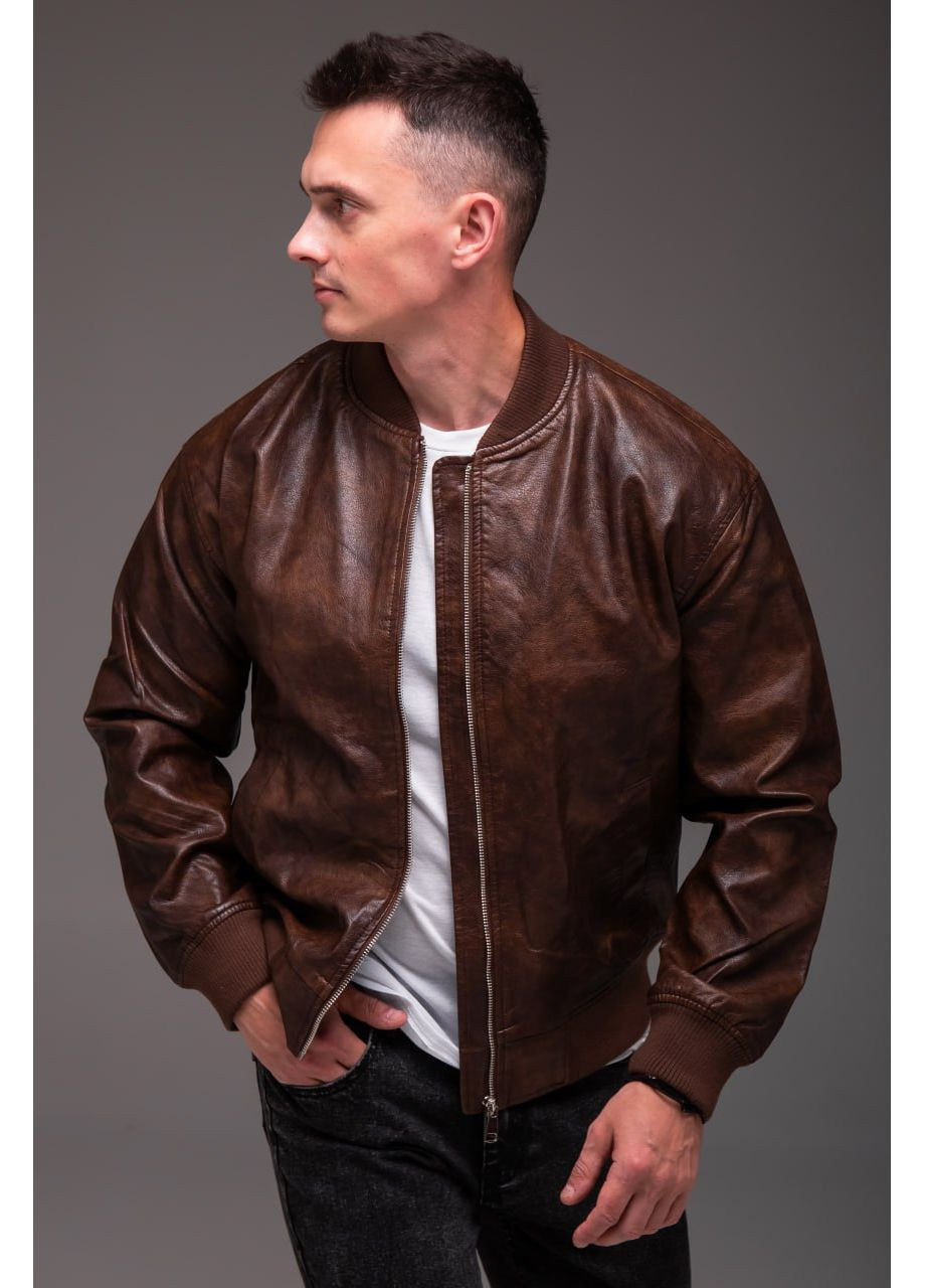 Чоловічий бомбер з якісної еко-шкіри Vakko на блискавці (355077247)