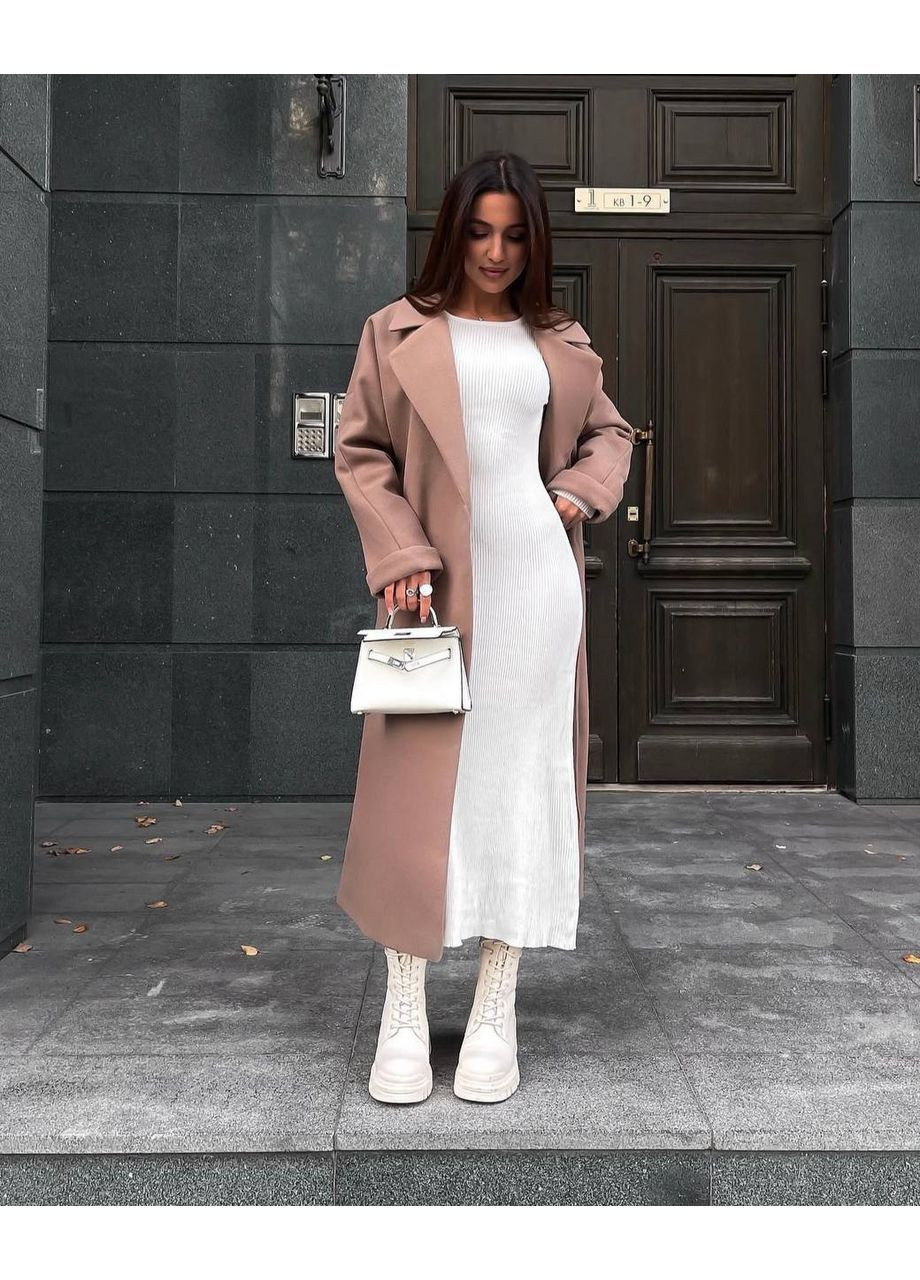 Темно-бежеве зимнє Жіноче зимове довге пальто KaraMix