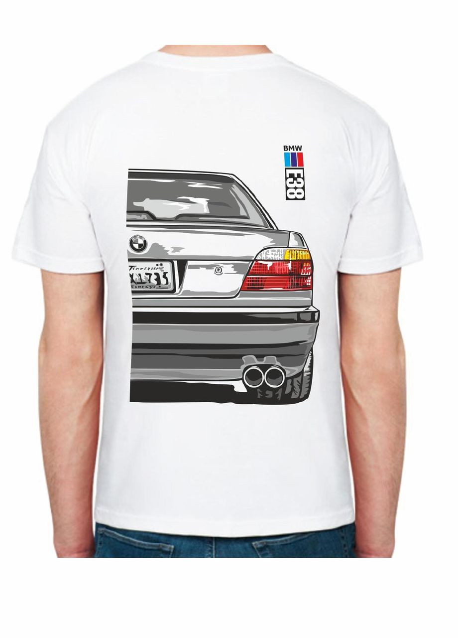 Белая мужская футболка с принтом bmw e38 alpina r 106138 белая Avtolife