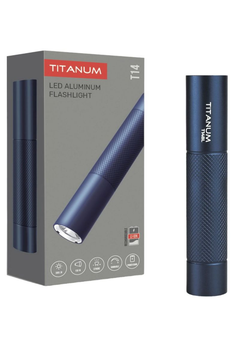 Светодиодный фонарик TLFT14BL 300Lm 5000K Blue с функцией power bank Titanum (282312666)