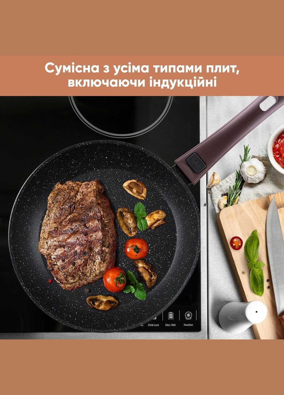 Сковорода з антипригарним покриттям і скляною кришкою 24 см (88-222-117) Krauff (334008869)