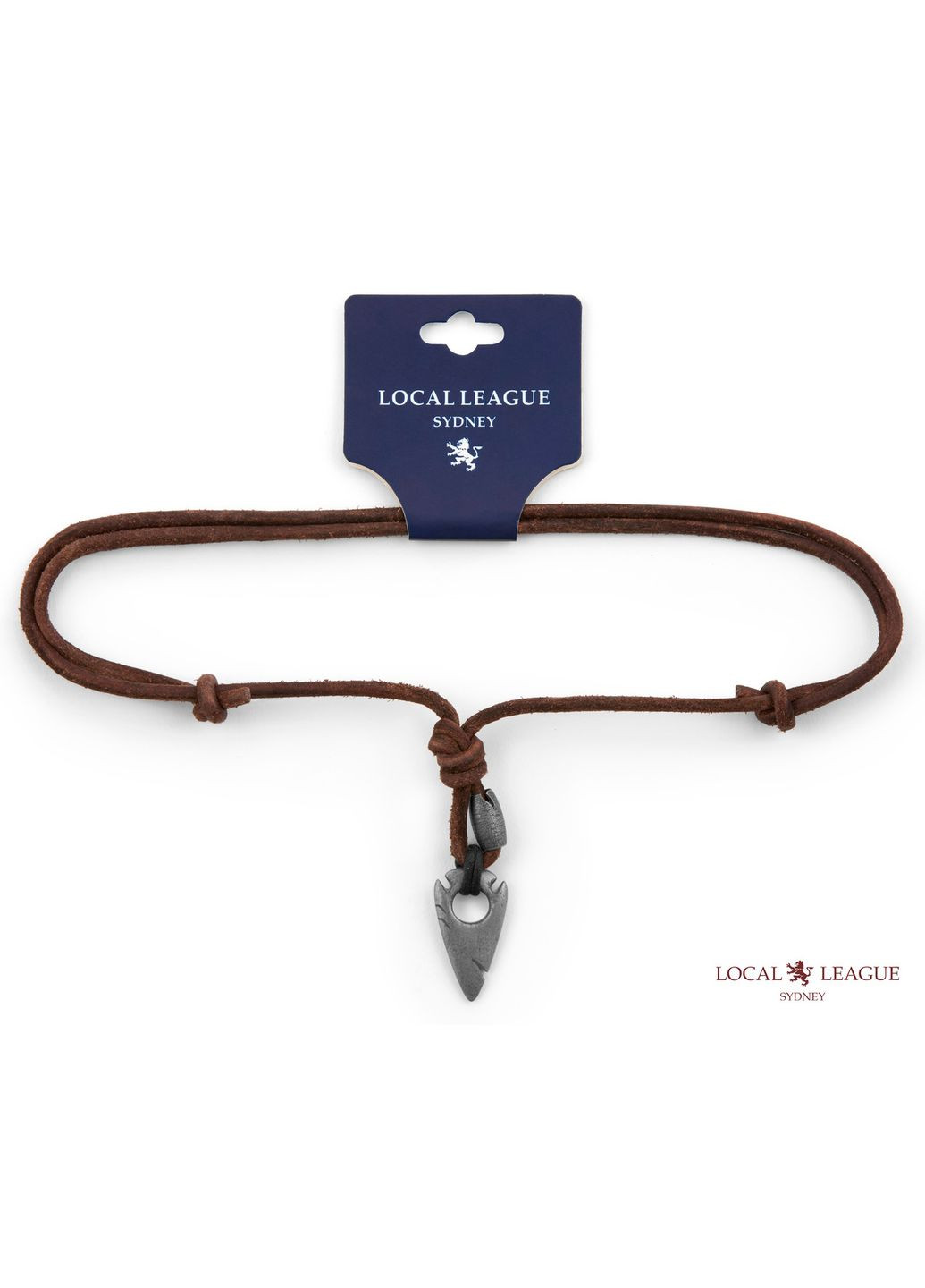 Коричневий чоловічий шнурок-чокер зі шкіри з кулоном "Наконечник стріли" LN436 (Розмір 40-65см регульований) Local League (334709203)