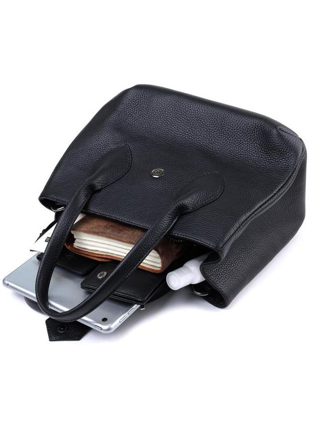 Сумка шоппер жіноча з натуральної шкіри на плече середня Чорний 39053 Shvigel (353302638)