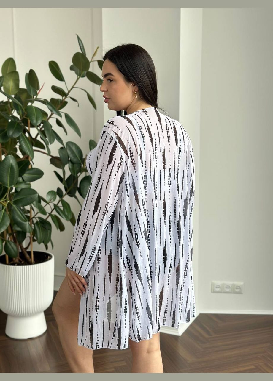 Чорно-білий літній купальник жіночий роздільний + туніка батал роздільний No Brand