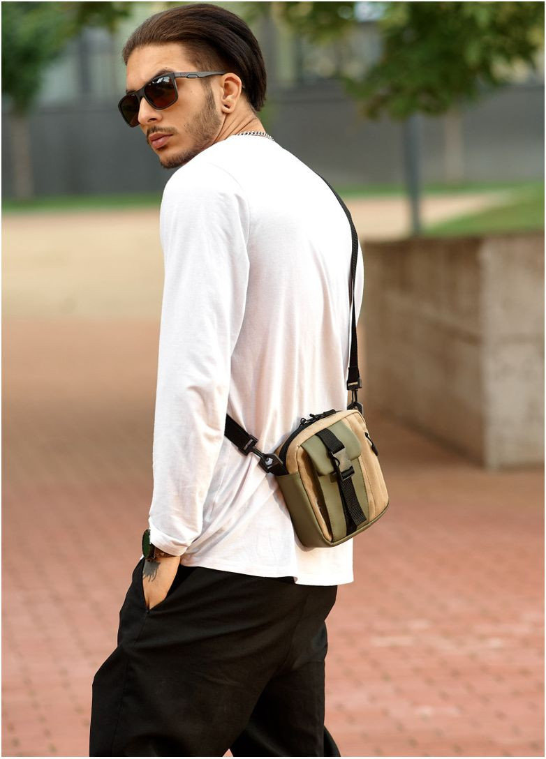 Сумка чоловіча через плече текстильний месенджер на телефон TEL хакі Sambag (302008259)