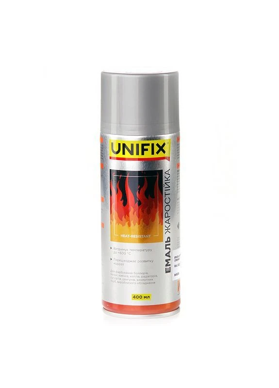 Емаль жаростійка RAL 9022 срібло 400 мл (941039) Unifix (398940483)