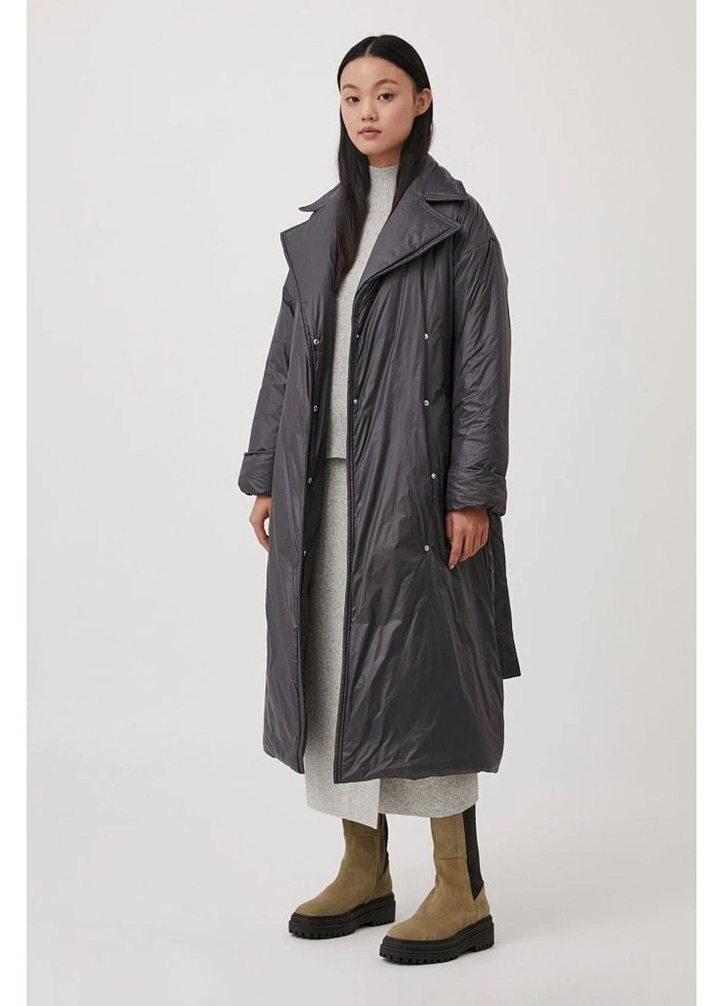 Серая демисезонная пальто fab11068-202 Finn Flare