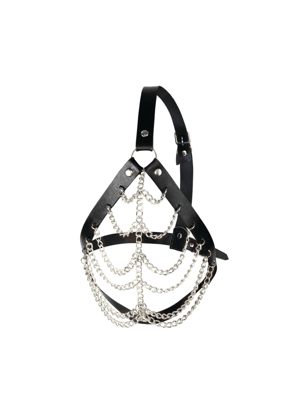 Маска з ланцюгами - Devon, натуральна шкіра, колір чорний Art of Sex (369952372)