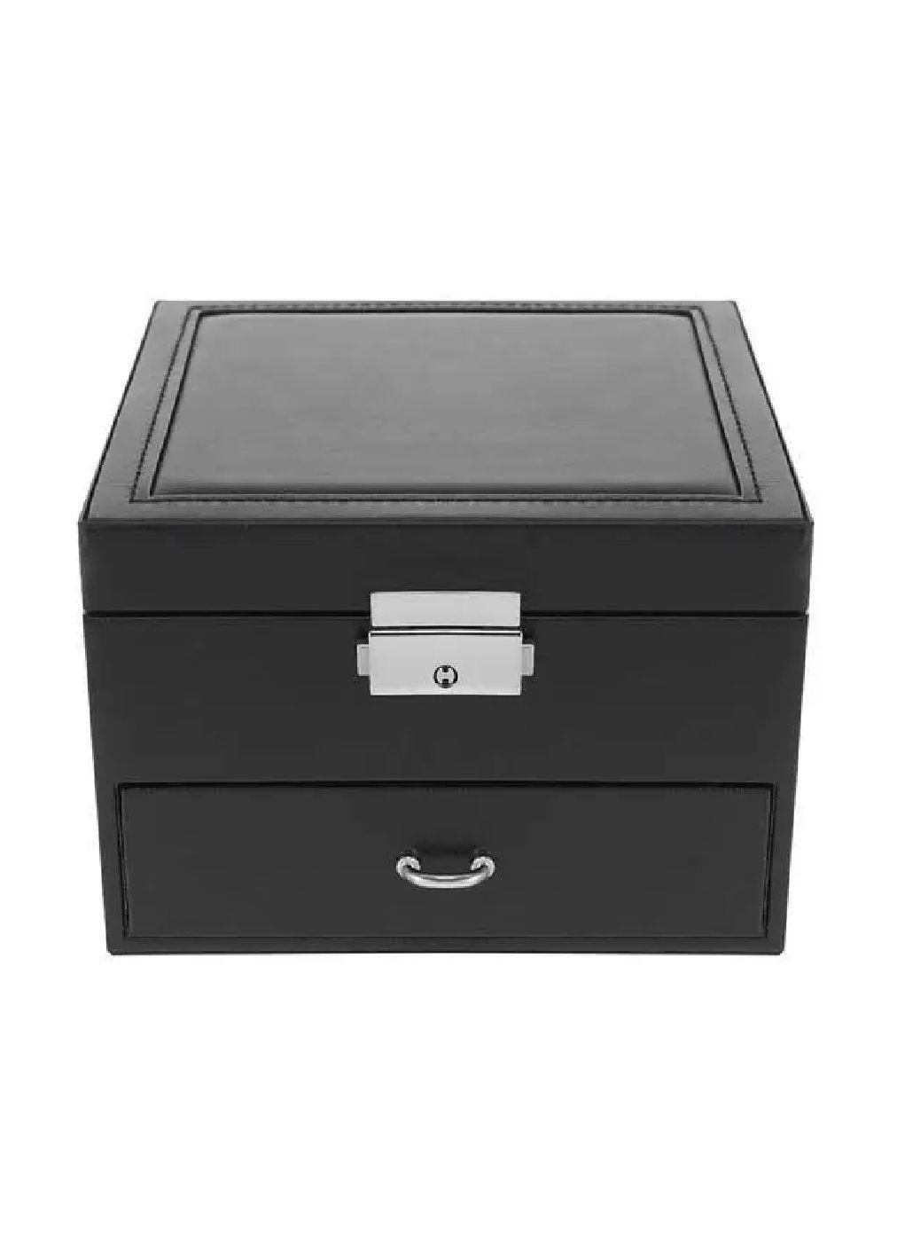 Шкатулка футляр бокс органайзер для украшений драгоценностей двухуровневая с зеркалом ключом 16х16х11 см (476676-Prob) Черная Unbranded (288044373)